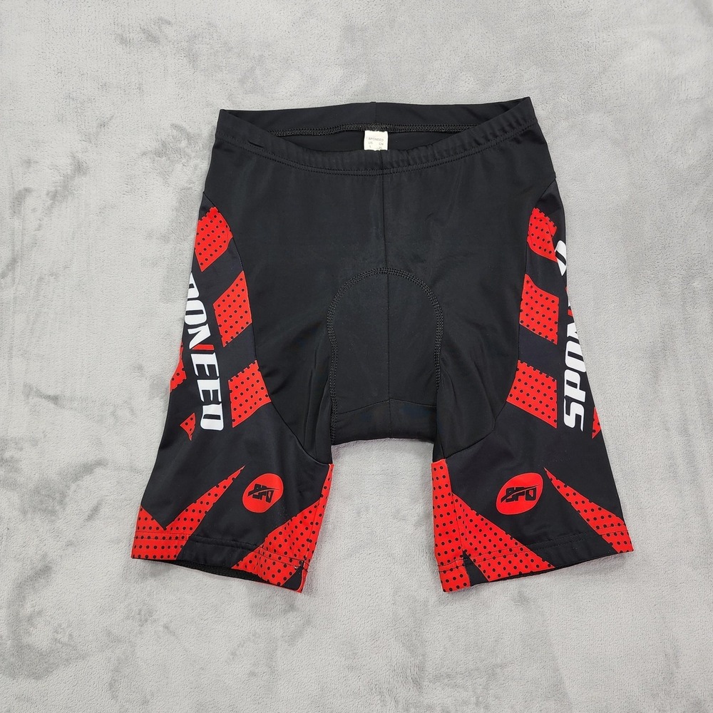 Sponeed Cycling Shorts Mens‎ Large Black Red Padded 8 Inseam Chamois Compression